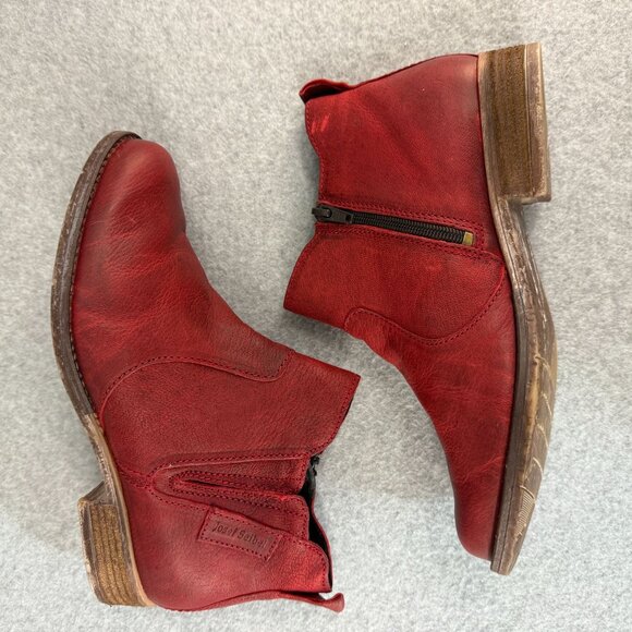 Josef Seibel‎ Womens 38 US 7 - 7.5 Bordeaux Red Leather Ankle Boots Sienna NIB - Picture 3 of 13